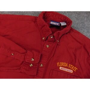 Florida State Seminoles Shirt Mens Med Red Garnet Cotton Casual Button Down